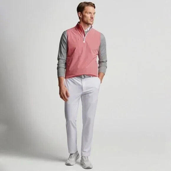 Peter Millar Flex Performance Half Zip Golf Vest Pink M, L, XL Coral Pear $200 - Picture 3 of 11